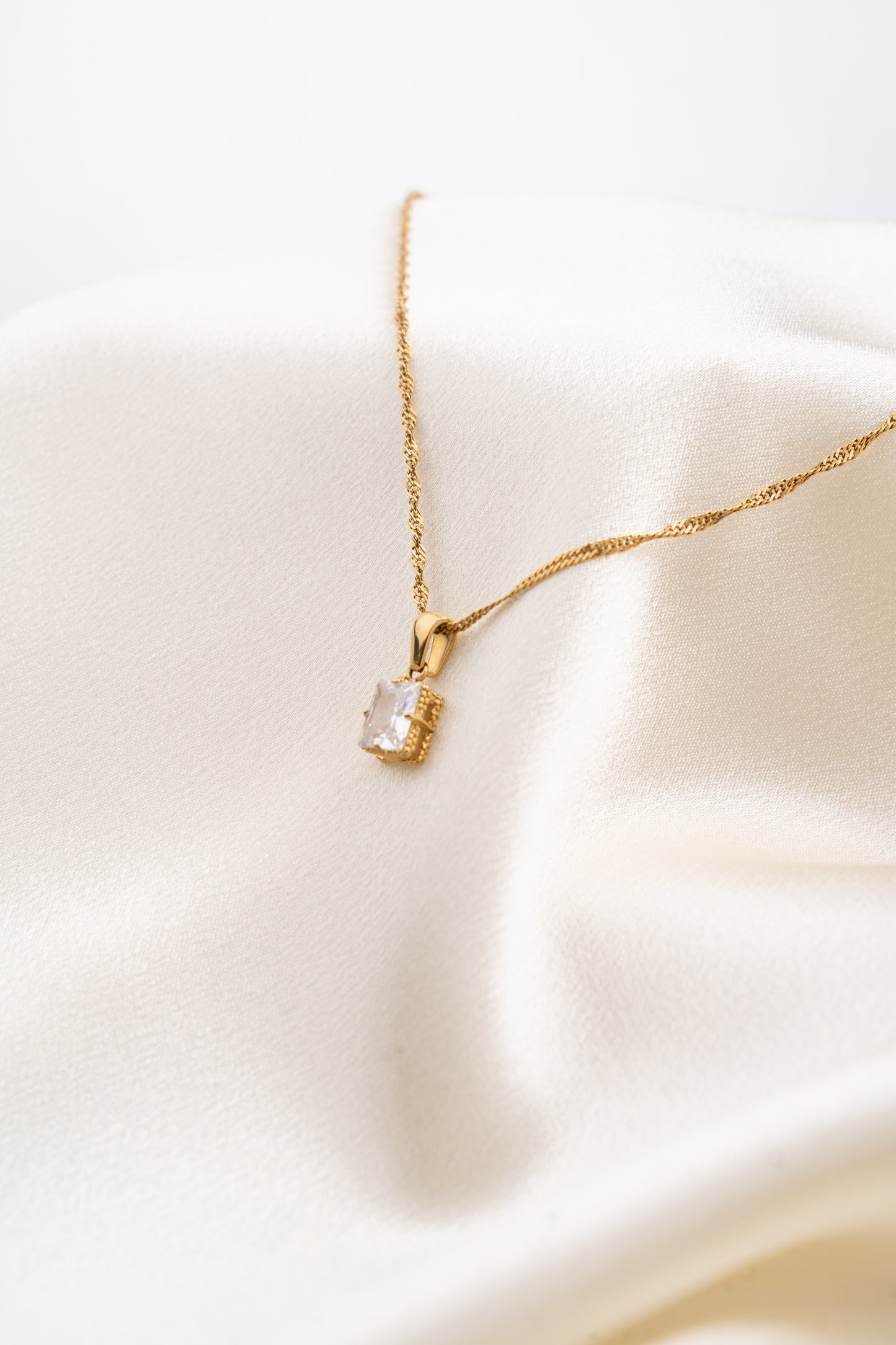 Square Jewel Pendant Necklace