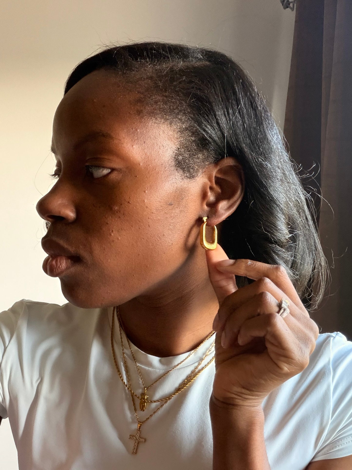 Rectangle U Shape Hoop Earring