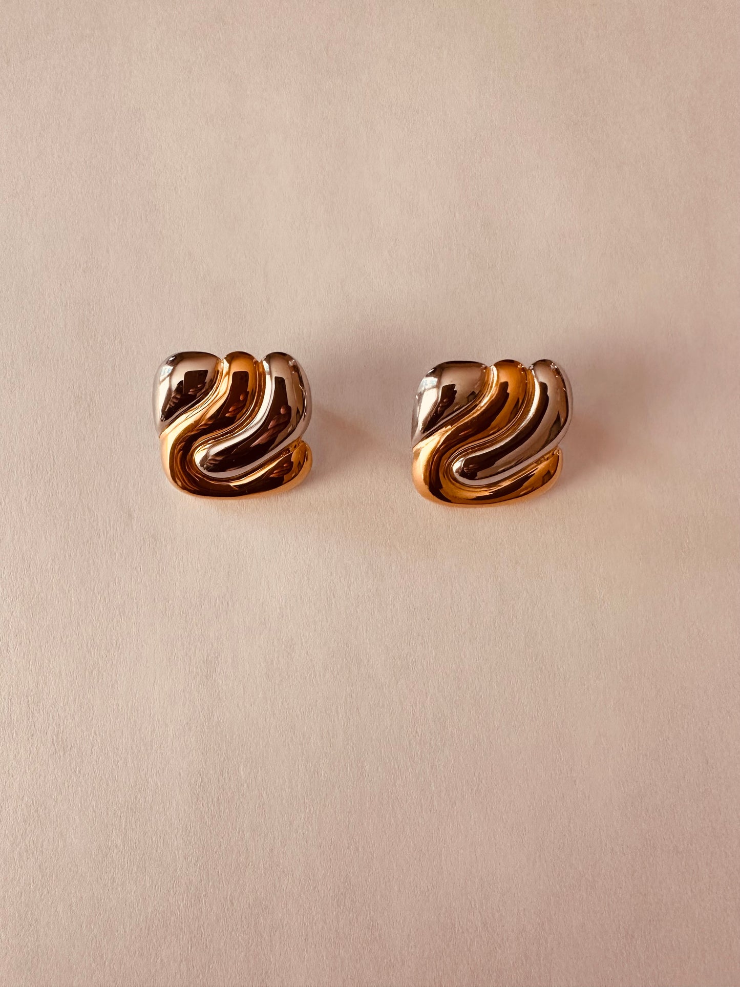 Two Tone Square Earrings