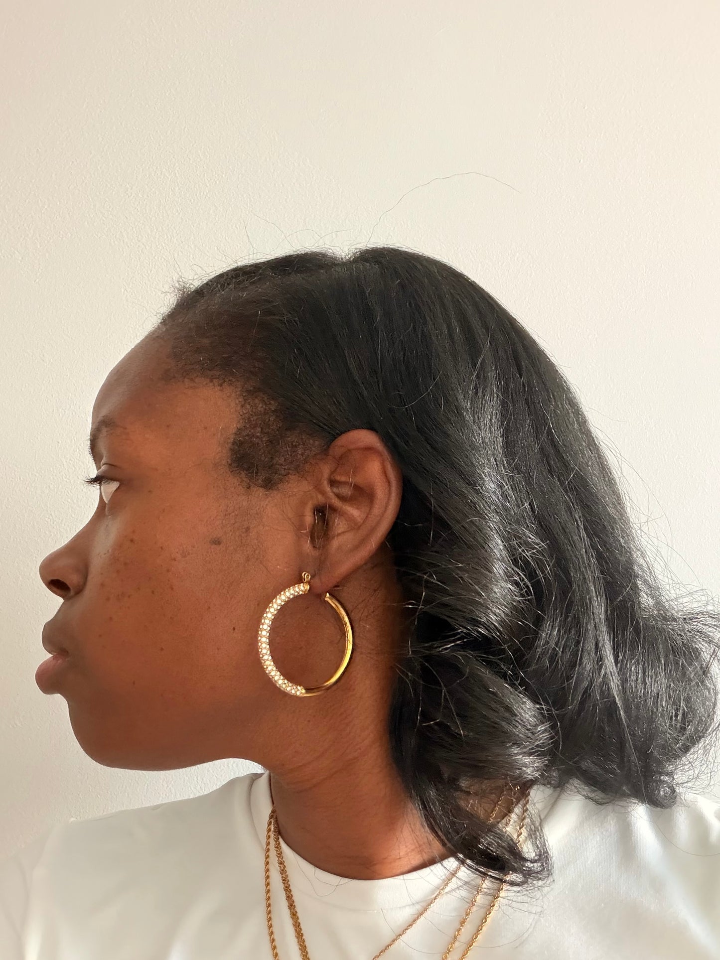 Neena Half Bling Hoop Earrings