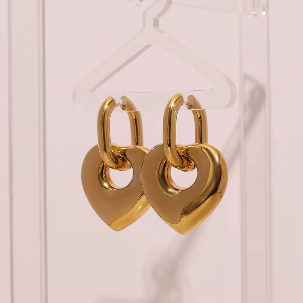 Drop Heart Hoop Earring