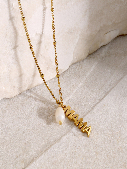 Mama Hanging Pearl Necklace
