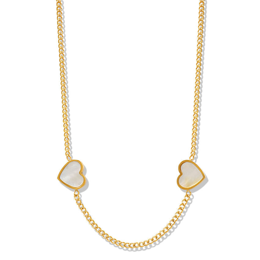 Double Heart Charm Necklace