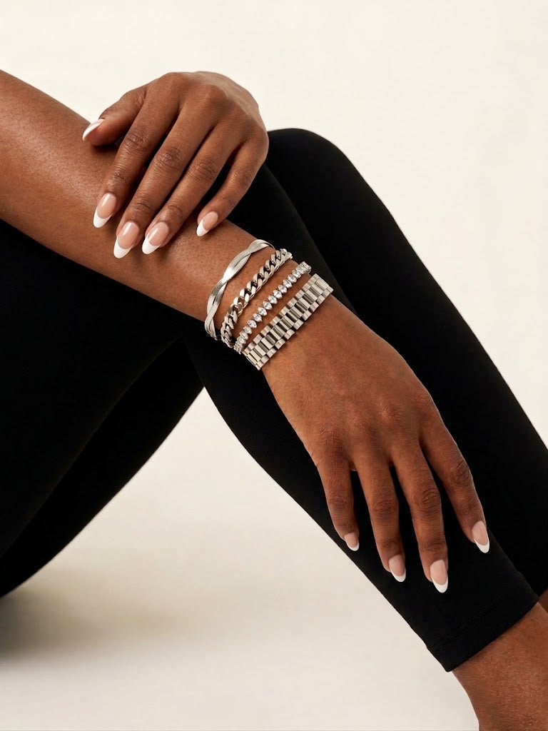 The Elevated Bracelet Stack in Silver